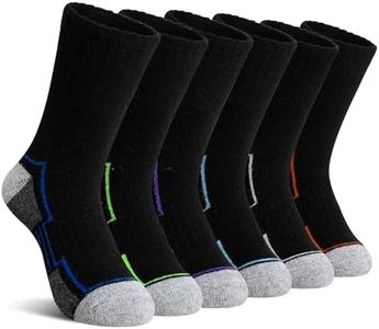 Kids Hiking Walking Socks, Boys Girls Toddlers Merino Wool Warm Socks,Wicking Cushion Crew Socks(Black,13-15 Years)