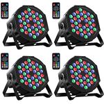 MOSFiATA Par Lights 4 Pack, RGB 36 LED Stage Lights Sound Activated DMX Control, 7 Modes Uplighting Lights with Remote Control Stage Lighting, DJ Par Party Lights for Club KTV Disco Party, Black