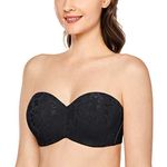 Delimira Women's Strapless Bras for Bigger Bust Minimizer Plus Size Bandeau Underwire Unlined Jacquard Black 36F