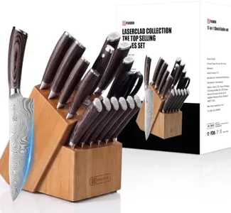 PAUDIN 17-Piece Kitchen Knife Set with Block & Sharpener for Home Cooks
