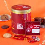 Cookieman Bhai Dooj Gift Set for Brother with Assorted Cookies 600g, Roli, Tika, Chawal, Moli Thread and Bhai Dooj Greeting Card for Brother