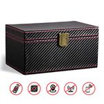 FOXNSK Faraday Box for Car Keys, Leather Signal Blocker Box for Car Keys Fob Phones Cards Keyless Entry RFID Signal Blocker & Anti-Theft Faraday Box Cage（19 * 12 * 10CM）