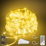 100 FT 300 LED Christmas Rope Lights Outdoor Waterproof Warm White String Lights with 8 Modes Timer Remote Clear Tube Lights Plug in for Indoor Outside Bedroom Garden Pool Xmas Tree RV Decoration