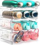 Water Bottle Organizer, 4 Tier Stackable Clear Bottle Storage Organizer, Wine Rack, 12 Bottle Acrylic Storage Racks, Drink Organizers for Cabinet Refrigerator Pantry Kitchen Countertops