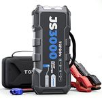 TOPDON Jump Starter JS3000, 3000A/24000mAh Battery Booster Jump Starter Power Pack for Up to 9L Gas/ 7L Diesel Engines, Portable Jump Starter Power Bank with Handle/Jumper Cable/EVA Case