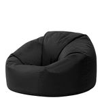 Bean Bag Bazaar Classic Bean Bag Chair, Black, Large Indoor Outdoor Bean Bags for Adults, Water Resistant Lounge or Garden Beanbag, Adult Gaming Bean Bag Chairs with Filling Included