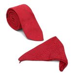 LOUIS STITCH Mens Red Italian Silk Necktie Incl Pocket Square American Style Formal Tie for Men (TEFRGP) (Fiery Red)