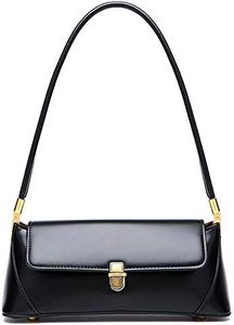 Small Clutch Shoulder Bag for Women Leather Mini Tote Handbag Purse with Buckle Closure (black)