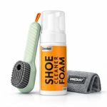 DINEDUST Quick Shoe Cleaning Kit - 150ml Shoe Foam Cleaner & Medium Bristle Brush | Sneaker, Sports & Canvas Shoe Stain Remover Foam Spray | White Shoe Cleaner Kit (foam+brush+cloth)