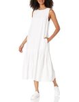 The Drop Women's Ilana Loose Sleeveless Wide-Hem Poplin Maxi Dress, White, L