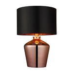 Randy Modern High Shine Copper Effect Glass Reading Desk Table Lamp with Black Fabric Shade