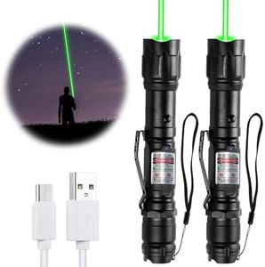 MIPREZT [2 Packs] Rechargeable Professional Green Beam Flashlight Long Distance Range for TV/LED/LCD Screens Tactical Flashlights Presentation Office/Outdoors/Astronomic/Construction [002]