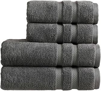 Christy Chroma Bath Towel Set | Set of 4 | 2 Bath 2 Hand | Highly Absorbent Heavyweight 675GSM | Bold and Bright | Soft Smooth Bathroom Shower Towels | 100% Cotton | Sustainably Made | Ash Grey
