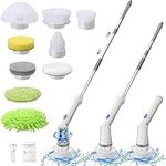 Electric Spin Scrubber,BestMal 2024 New Cordless Shower Scrubber with 9 Replaceable Brush Heads 2 Adjustable speeds and Adjustable Extension Handle Power Cleaning Brush for Bathroom Floor