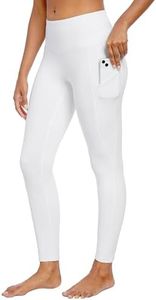 Ewedoos Leggings with Pockets for Women High Waisted Athletic Workout Compression Leggings Tummy Control Yoga Pants Women Cream White