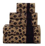 COTTON CRAFT 6 Piece Towel Set - Animal Print Safari 100% Cotton Jacquard Decorative Bathroom Towel Set - 2 Bath Towel, 2 Hand Towel, 2 Washcloth - Super Soft Quick Dry Absorbent Luxury Guest Towel