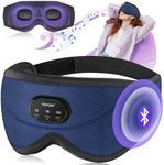 TOPOINT Bluetooth Sleep Mask Headphone 3D Eye mask with Bluetooth Headphones 34 Relaxation Soothing Audio |15hrs Playingtime | 3 Timer,Sleep Mask Blackout with Waterproof Travel Bag for Travel,Nap