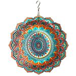 LJLIFART Wind Spinner Mandala Blessedness 12 inch 3D Stainless Steel Worth Gift Laser Cut Hanging Wind Spinners Metal Kinetic Yard Art Decorations Indoor/Outdoor Décor