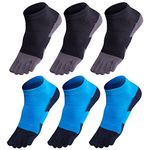 GINZIN Mens Cotton Toe Socks 6 Pairs Breathable Comfortable Sports Running Five Finger socks for Men