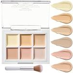 Color Corrector Palette,Professional Face Makeup Color Correcting Palette,Lightweight Long Lasting Brighten Waterproof Correcting Concealer Contour Cream Foundation Palette with Brush（#02）