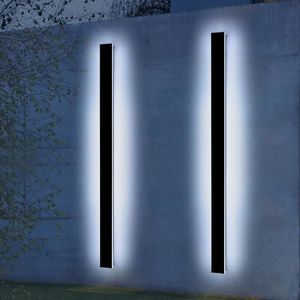 2 Pack 71inch Modern Outdoor Wall Light, 3000K-6000K Dimmable Outside Wall Sconce, Black Exterior Lighting Fixture, IP65 Waterproof Linear Long Garage Lights for Porch Patio Garden with Remote Control