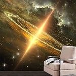 Space World 3D Wall Murals Wallpaper, Yellow Halo Removable Wallpaper Panoramic Murals, Suitable for Home Decor Living Room Decoration Wall Painting,59"W x 40"H