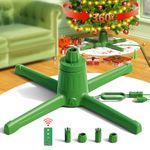 COOLWUFAN Electric Rotating Christmas Tree Stand, 360° Degree Adjustable Spinning Base for Up to 9ft Artificial Tree, Revolving Spinner with Remote Control & Adapters for Xmas Home Indoor Holiday