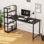 VERMESS Computer Desk with 4 Tiers Shelves, 63 Inch Sturdy Table with Reversible Bookshelf for Home Office, Study Tower Desk for Small Space, Industrial Modern Style,Black