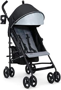 Jeep AdventureGlyde Stroller by Delta Children - Lightweight Travel Stroller with Smoothest Ride & Compact Fold, 3-Position Recline, Extra Large Storage Basket, Black/Grey