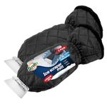 SCRUBIT [2 Pack Ice Scraper with Glove - Car Windshield Scraper for Ice and Snow w/Fleece Mitt - Quickly Scrape and Remove Snow While Staying Warm - Waterproof - Car Scraper Snow Brush (Black)