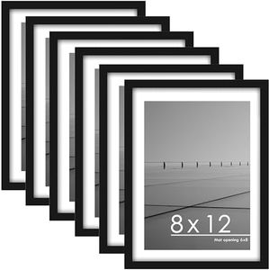 PEALSN 8x12 Picture Frame Set of 6, Display Pictures 6 x 8 with Mat or 8 x 12 Without Mat for Wall Mounting or Table Top Display, Photo Frames Collage for Wall Decor, Black