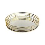 American Atelier Circle Glass Tray-Gold, Gold