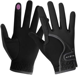 FitsT4 Sports Kids Horse Riding Gloves Girls Boys Equestrian Horseback Riding Gloves Mesh for Youth Children Touchscreen Black S