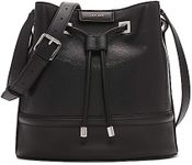 Calvin Klein Ash Bucket Crossbody, Black/Silver, One Size