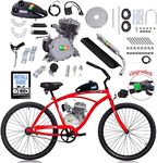 YUEWO Bicycle Motor Kit 80cc 2-Stroke Motorized Bike Kit, DIY Motor Engine Bicycle Conversion Set with Speedometer for 24", 26" and 28" Bikes (Silver)