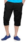0-DEGREE Men's Regular Fit Three Quarter Shorts Black 36 Inch Waist