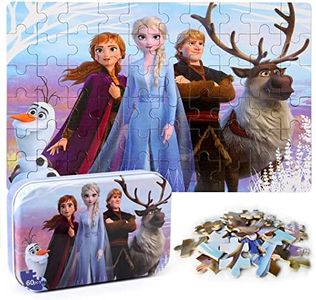 MZZOTOY Puzzles for Kids Ages 4-8 60 Pieces Puzzles for Kids Ages 3-5 in a Metal Box Elsa and Anna Gifts Learning Educational Puzzles Toys(Elsa and Anna)