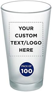 DISCOUNT PROMOS 100 Frosted Pint Glasses Set, 16 oz. - Customizable Text, Logo - Barware, Mixing Glass, Durable - Frosted