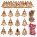 DIYASY 120pcs Christmas Kraft Paper Tag,Xmas Tree Kraft Gift Tags Label Parcel Present Hanging Tags with 230 Feet String