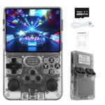 Forlarme R36s Handheld Retro Game Console with Open Source Linux System, 3.5 Inch IPS Screen, 64G TF Card 1500+ Retro Classic Games, Retro Games Console Handheld Emulator Console-Black