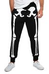 Tipsy Elves Skeleton Jogger Pants for Men - Men's Skeleton Comfort Pants with Front and Back Print, Skeleton (Black), Large