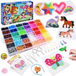 DazSpirit 10000 pcs Fuse Beads Craft Kit for Kids, 36 Colors Iron Beads for Kids with Pegboards, Ironing Paper, Tweezers, Pattern Guide, Lanyards, Hair Pins, Hair Band, Fuse Beads Kids Arts and Crafts