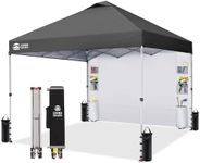 CROWN SHADES Canopy Tent 10x10 Pop Up Canopy Outdoor Shade with Pockets Sidewall, Easy Up Sun Shelter with One Person Set Up Center Lock, Portable Instant Camping Beach Canopy Tents, Grid Grey