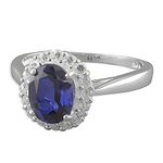 Sapphire & Diamond CZ Sterling Silver Engagement Ring - MEDIUM Replica Kate Middleton/Princess Diana. Size P