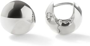 Ana Luisa | Silver Sphere Hoop Earrings - Mini Abby Silver | Rhodium Plated Chunky Hoop Earrings | Hypoallergenic, Water-Resistant & Tarnish-Free Earrings | Silver Hoops | Secure Earring Posts