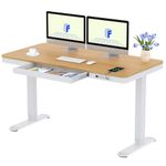 FLEXISPOT Q3 140 * 70cm Electric Standing Desk, Height Adjustable with Drawer, Fast USB and LED Display, Sit-Stand Desk for Home Office, Maple