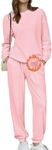 HOTOUCH Womens Fleece 2 Piece Outfits Pink Sweatsuit Long Sleeve Pullover Sweatshirt and Joggers Pants Tracksuit Set