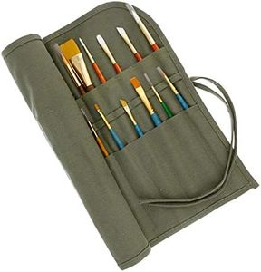 U.S. Art Supply Deluxe Canvas Art Paint Brush Holder & Storage Organizer Roll-Up Case Bag - 24 Slot Pockets Carry Pouch - Protect Artist Acrylic Oil Watercolor Paintbrushes - Store Pencils, Pens Tools