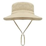 Malaxlx Baby Toddler Kids Khaki Bucket Sun Hat Child Wide Brim Summer Beach Hat for 2-6 Years Old Girls Boys