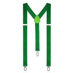 The Fancy Dress® Unisex Adult Child Adjustable BRACES SUSPENDERS Slim Trouser Belt Y Clip On Fancy Dress Mens 25 mm with Strong Metal Clip (Green)